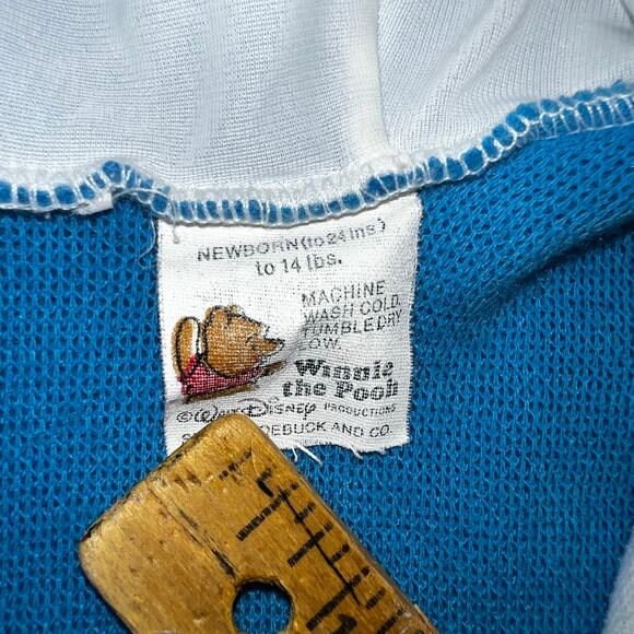 Vintage Disney Winnie the Pooh with balloons bear blue one piece footed hood PJ - Picture 8 of 8
